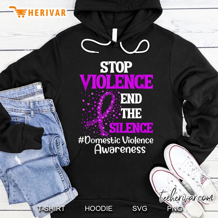 Domestic Violence Awareness Stop Violence End Silence Ribbon Hoodie