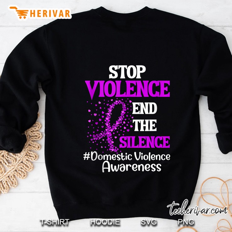 Domestic Violence Awareness Stop Violence End Silence Ribbon Sweatshirt
