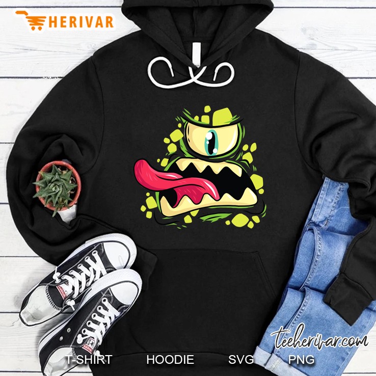 Scary Monster Face Cartoon Funny Halloween Kids Boys Gift Hoodie