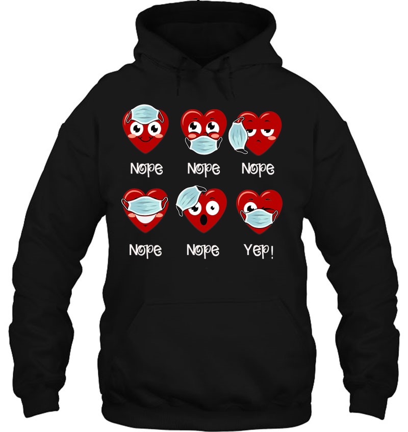 Valentines Day 2021 Funny Heart Wearing Mask Wrong Boy Girl Hoodie