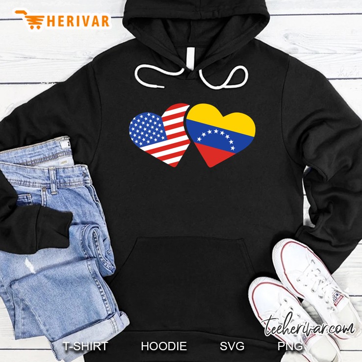 Usa Venezuela Flag Hearts Venezuelan American Love Cute Hoodie