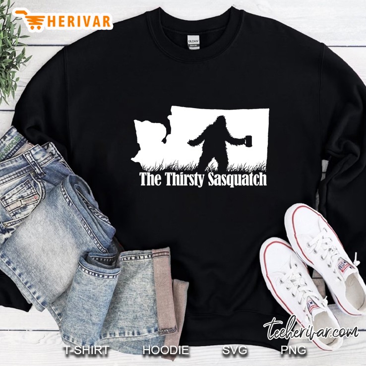 The Thirsty Sasquatch Whiskey Bar Vancouver Washington Bigfoot Beer Mug Logo Sweatshirt