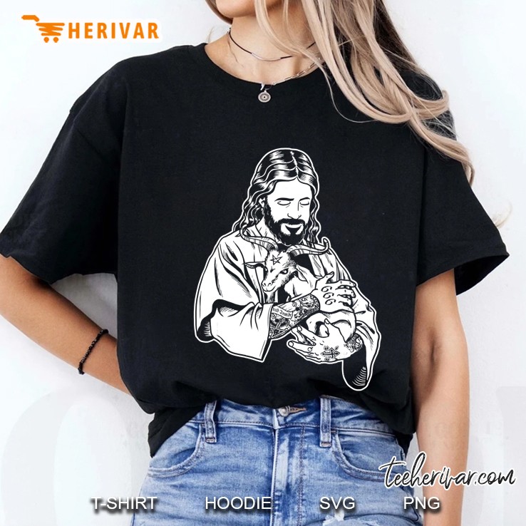Blackcraft Jesus Loves Satan Baphomet Goat Atheist Ladies Tee