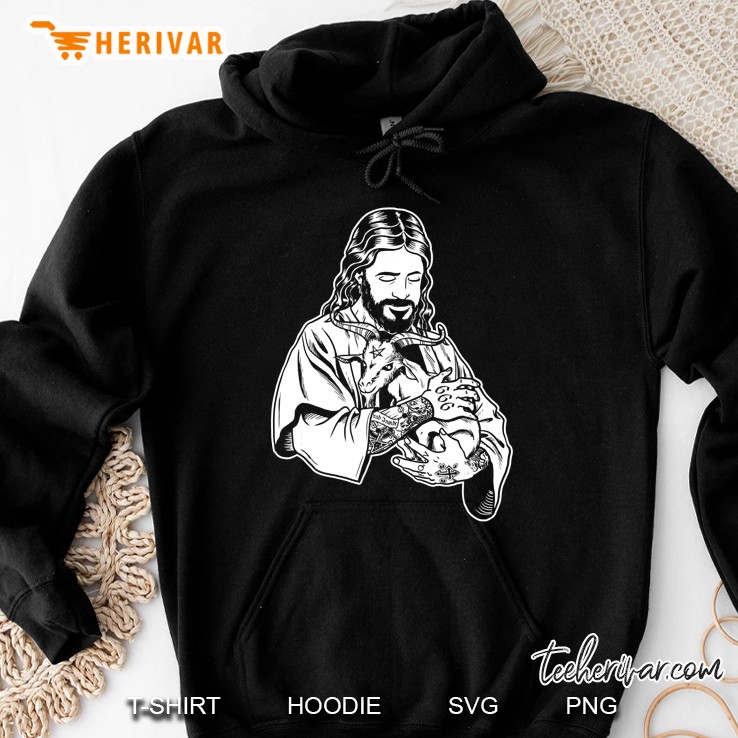 Blackcraft Jesus Loves Satan Baphomet Goat Atheist Hoodie