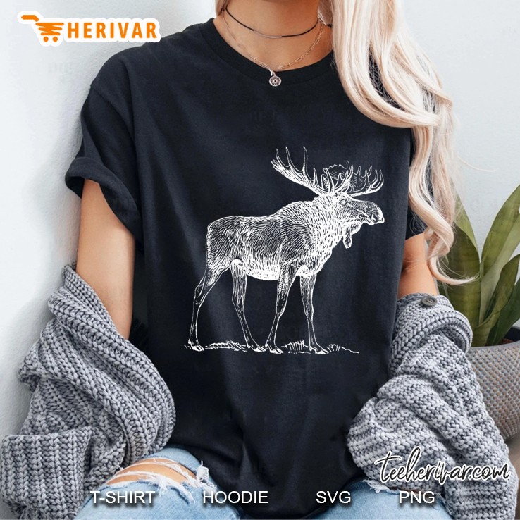 Bull Moose Shirt Cool Moose Drawing Moose Sketch Ladies Tee