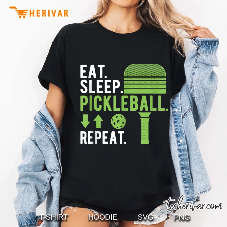 Eat Sleep Pickleball Repeat Funny Pickleball Player Gift Ladies Tee