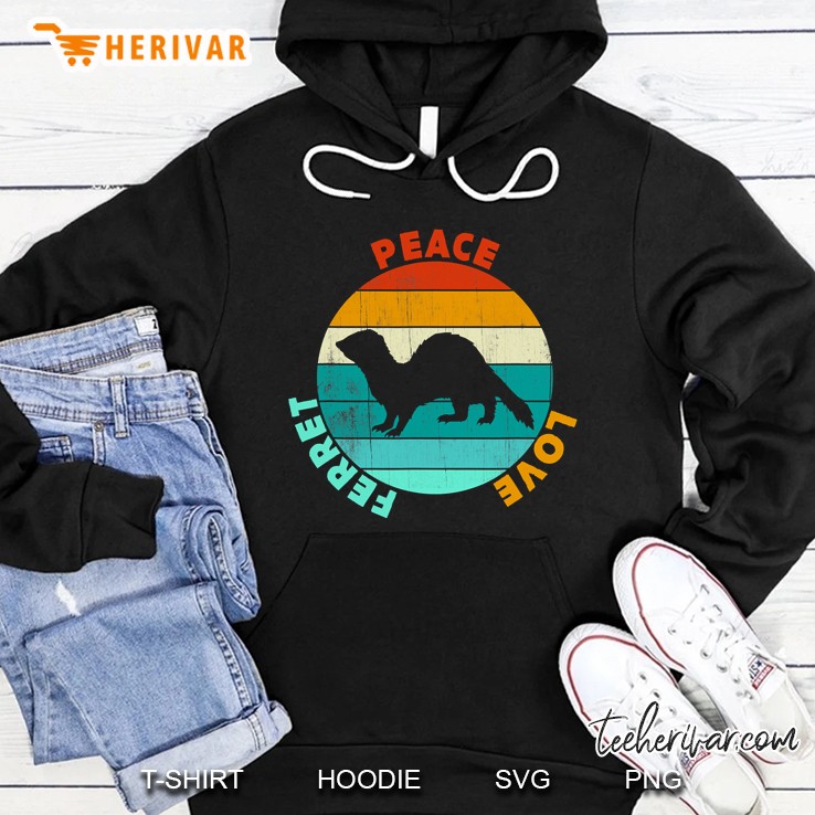 Peace Love Ferret Gift For Ferrets Lover Hoodie