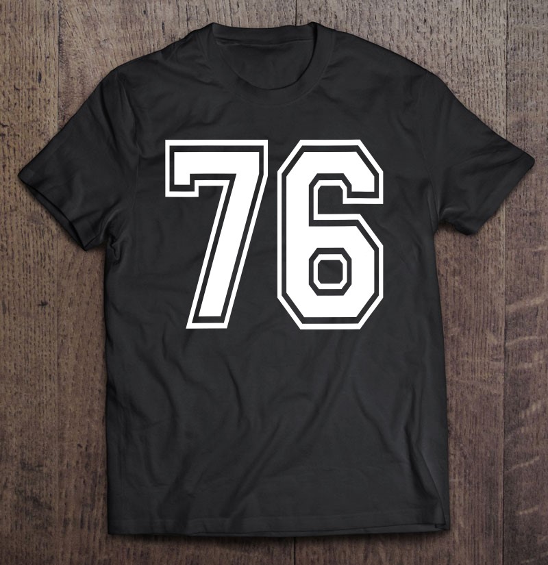 Womens Number 76 Birthday 76Th Sports Player Team Numbered Jersey V-Neck