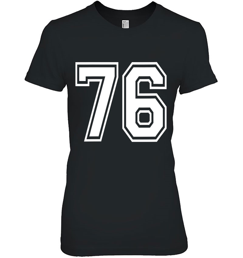 Womens Number 76 Birthday 76Th Sports Player Team Numbered Jersey V-Neck
