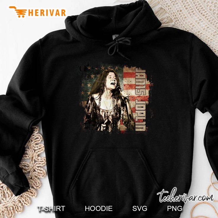 Vintage Janis Idol Joplin Rock Musical Retro Flag American Hoodie