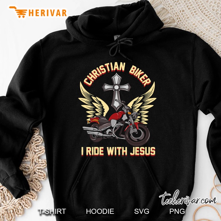Christian Biker I Ride With Jesus Motorcycle Rider Hoodie