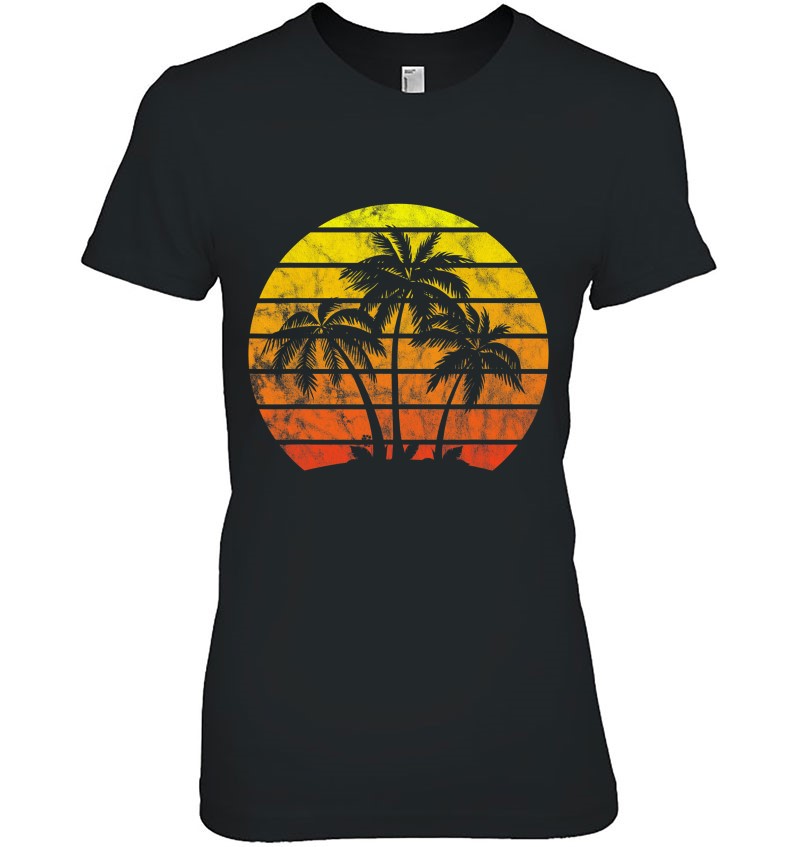 Download Retro Vintage Sunset Coco Palm Tree Shirts Tropical Beach