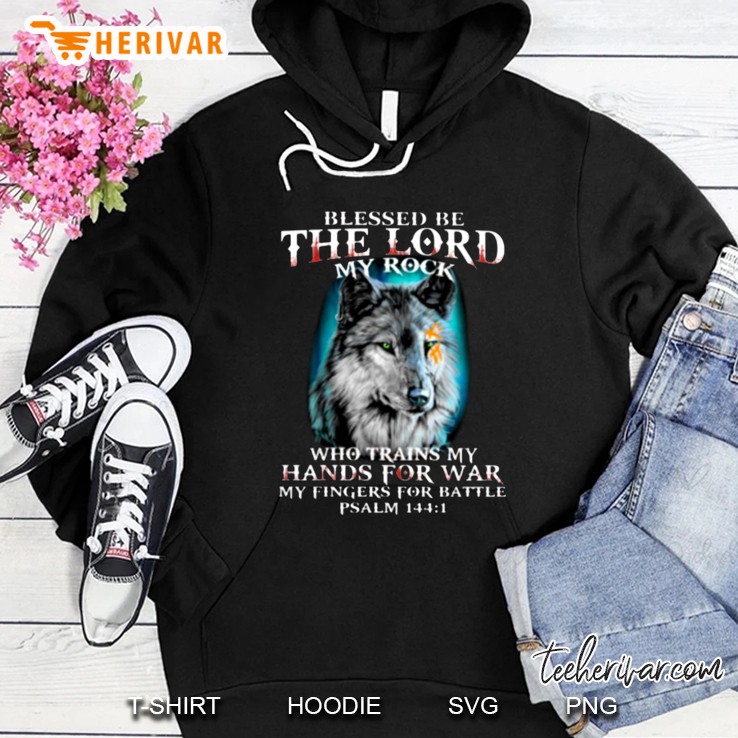 Vintage Blessed Be The Lord My Rock Who Trains My Hands For War Psalm 144 Bible Verse Hoodie