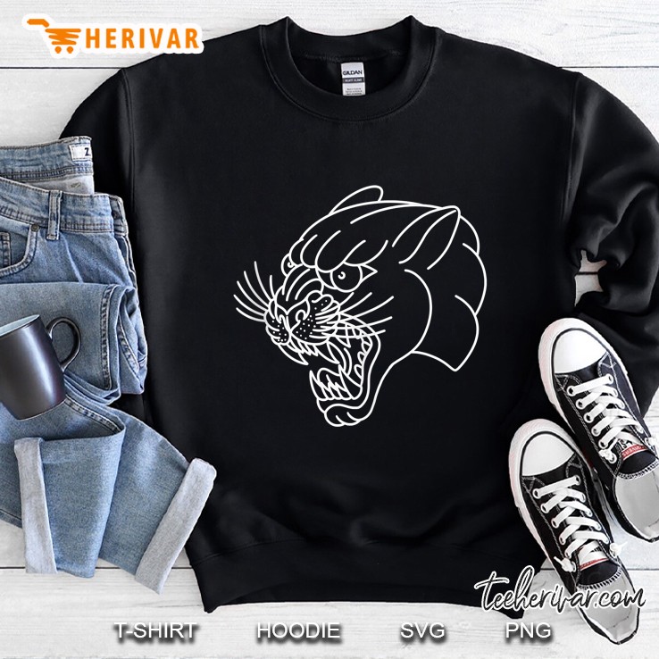 American Traditional Panther Head Outline Tattoo Sweatshirt