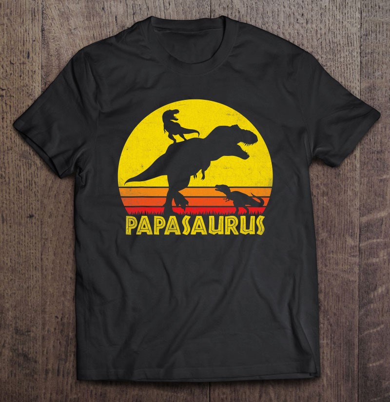 Papasaurus Dinosaur 2 Kids - Fathers Day Funny Gift For Dad Tee