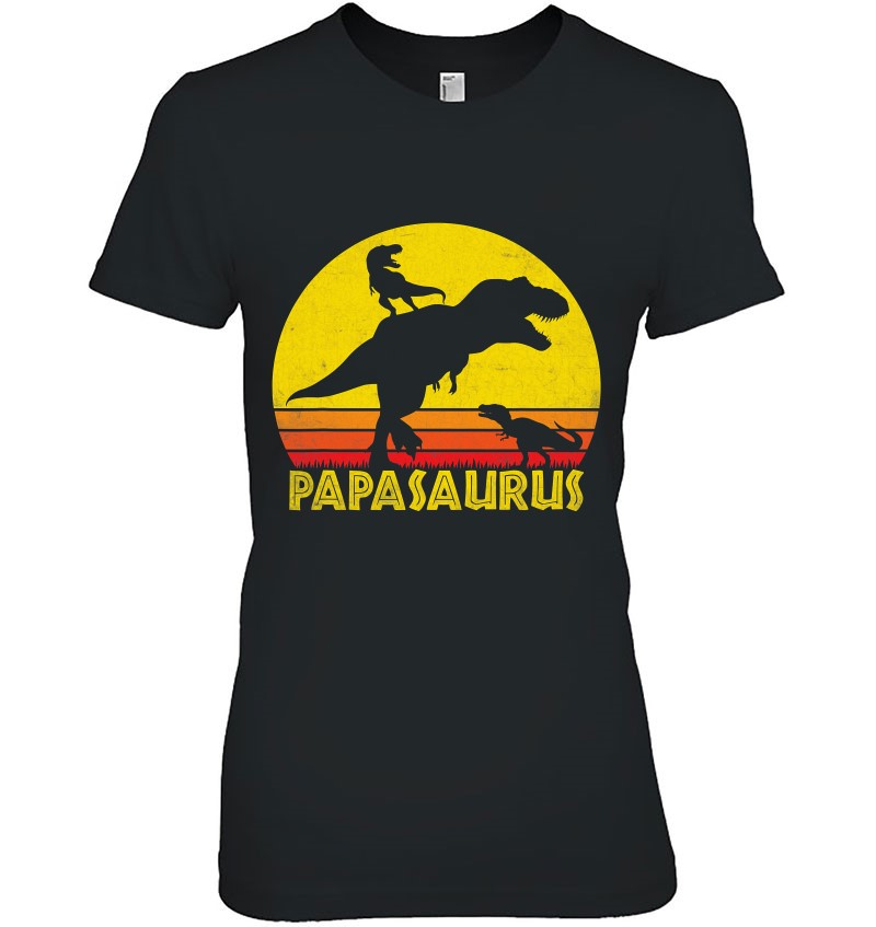 Papasaurus Dinosaur 2 Kids - Fathers Day Funny Gift For Dad Ladies Tee