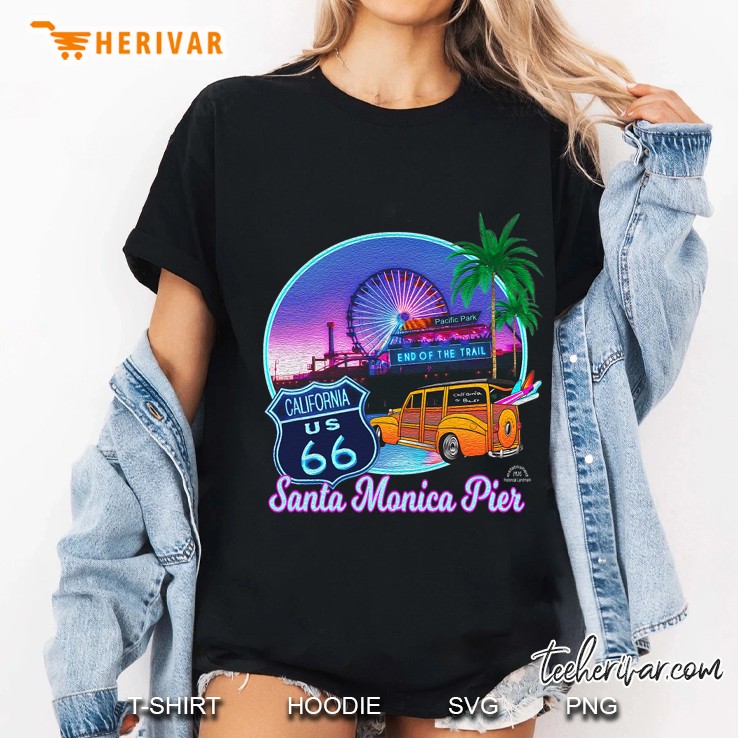 Santa Monica Pier Us Route 66 End Pacific Ocean Souvenir Ladies Tee