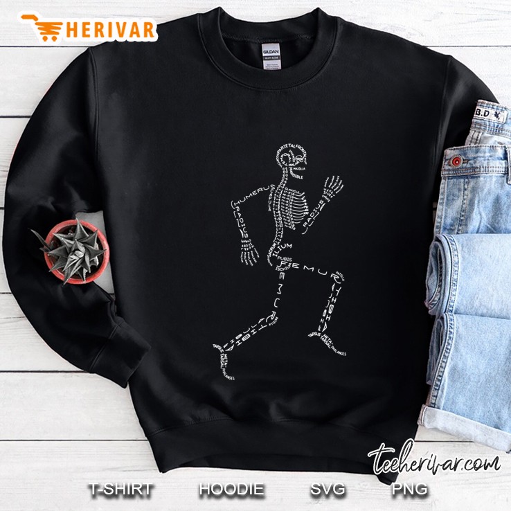 Human Skeleton Running Bone Names Anatomy Labels For Geeks Sweatshirt