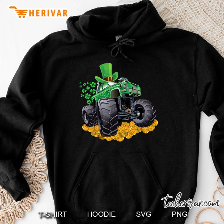 Leprechaun Monster Truck Shamrock St Patrick Day Boys Gift Hoodie