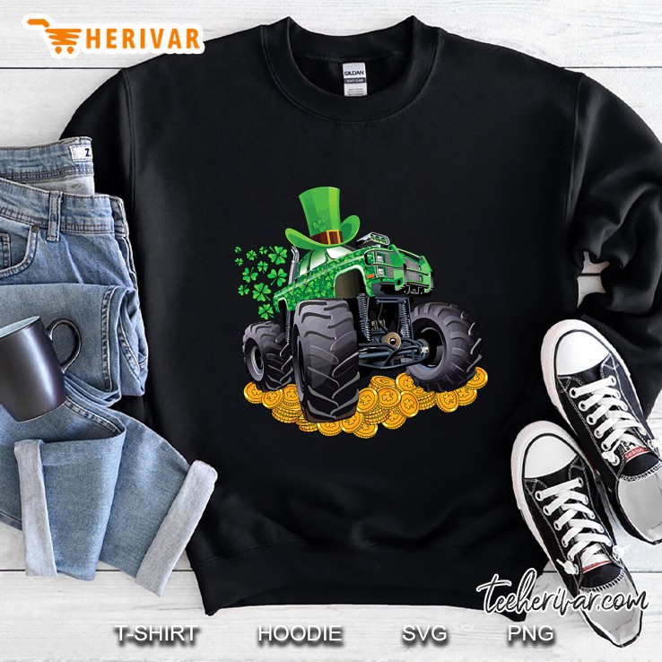Leprechaun Monster Truck Shamrock St Patrick Day Boys Gift Sweatshirt