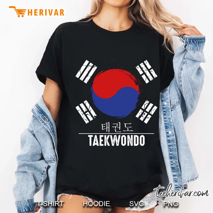 Taekwondo Hangul Characters Black Belt Training South Korea Ladies Tee
