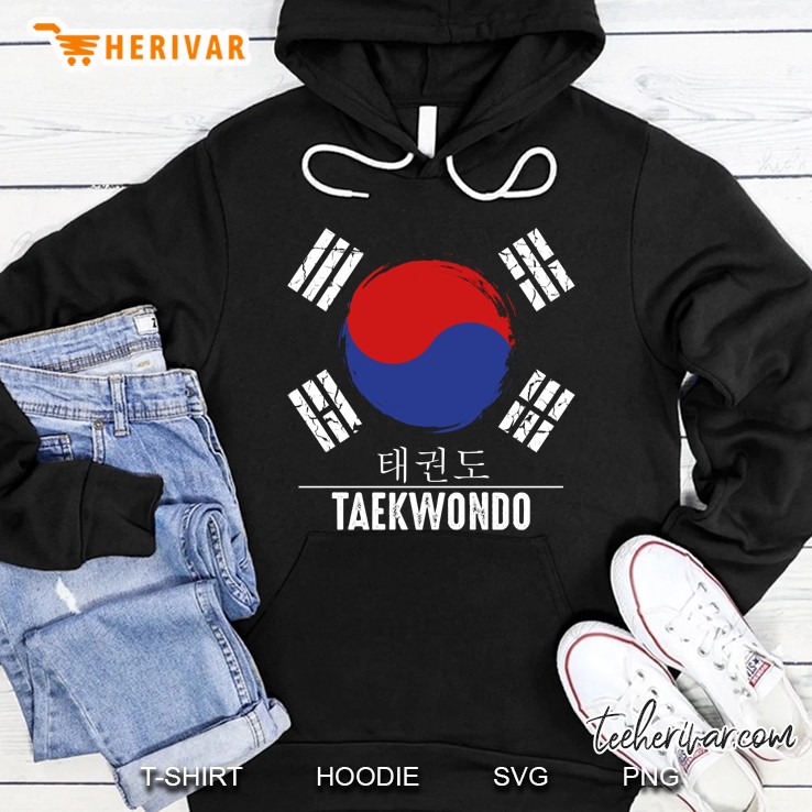 Taekwondo Hangul Characters Black Belt Training South Korea Hoodie
