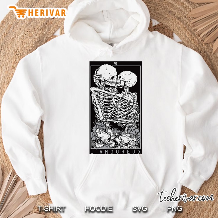 Tarot Card Kissing Skeleton Love Skull Bones Horror Goth Hoodie