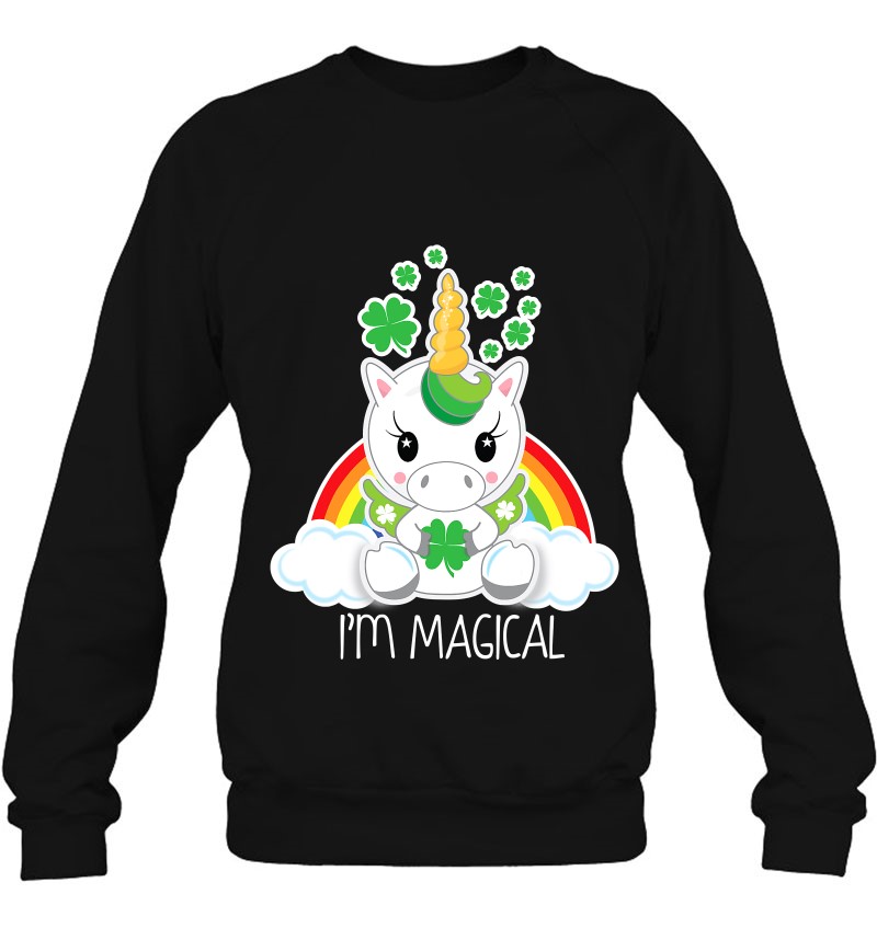 Vinteena I_m Magical Shirts For Women Unicorn Shirt For ST Patrick_s Day Magical Unisex Zip Hooded Sweatshirt-Tee 