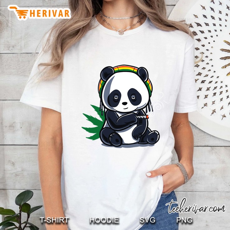 Weed Smoking Panda Marijuana Cannabis Stoner Thc Cbd 420 Ver2 Ladies Tee