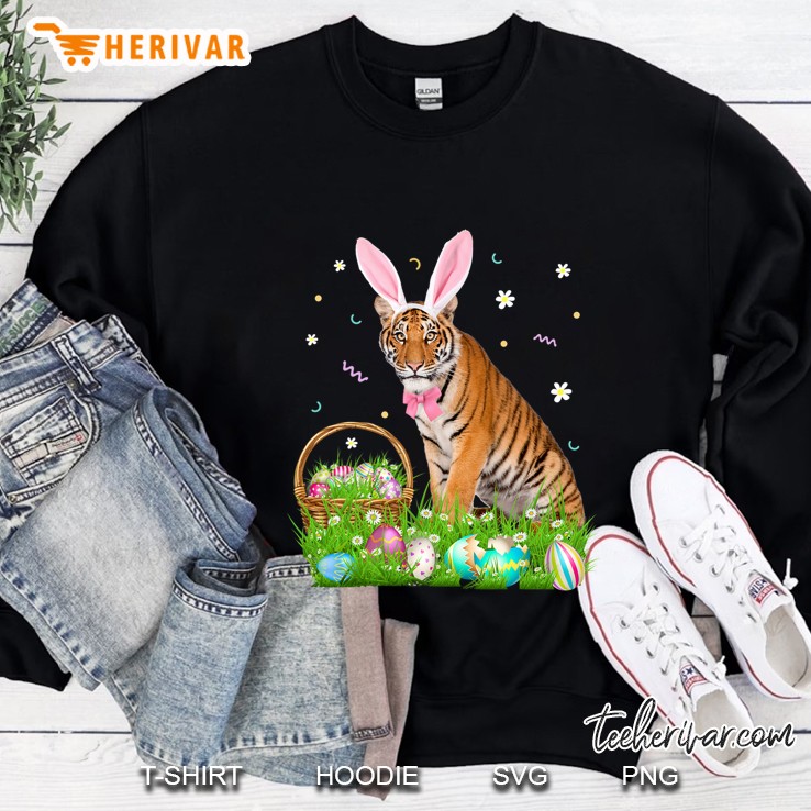 Cute Tiger Easter Day Bunny Eggs Easter Costume Womens Sweatshirt