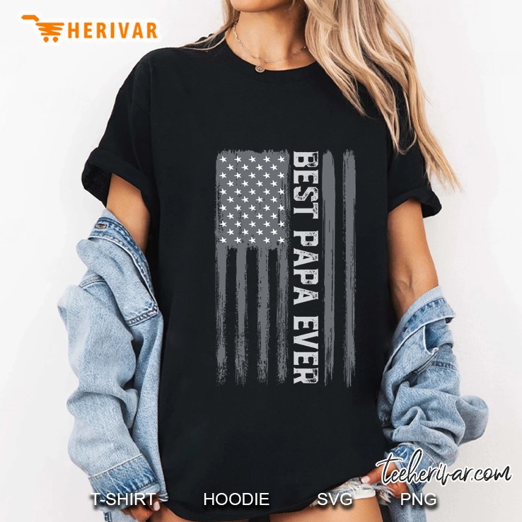 Vintage Best Papa Ever Shirt American Flag 4Th Of July Ladies Tee