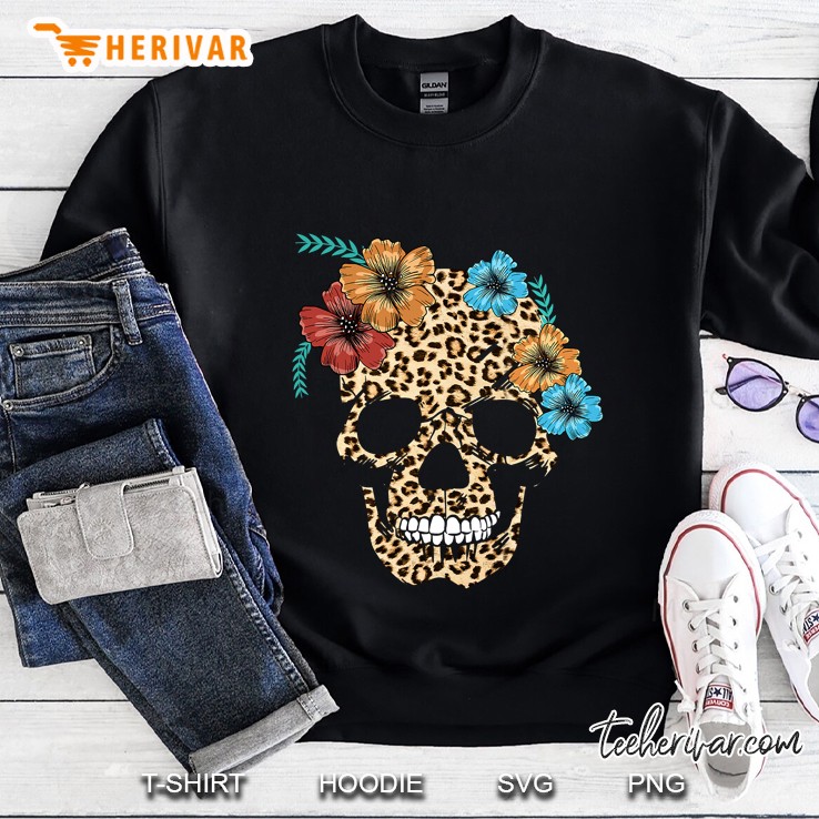 Skull Leopard Print Cheetah Gift Sweatshirt