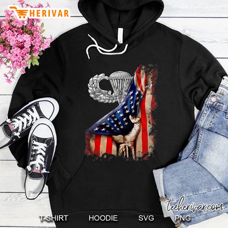 Airborne Wings Us Flag Pull Back Military Paratrooper Gift Hoodie