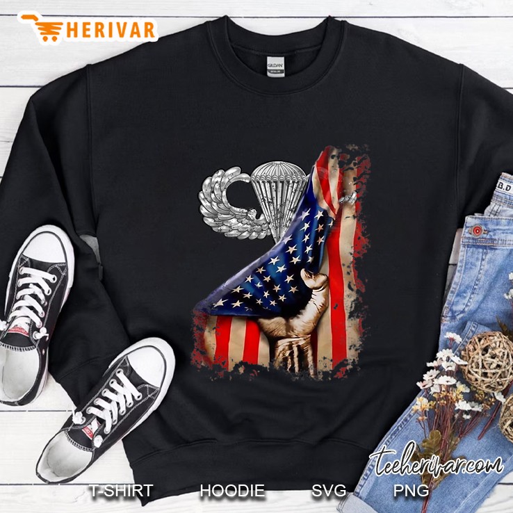 Airborne Wings Us Flag Pull Back Military Paratrooper Gift Sweatshirt