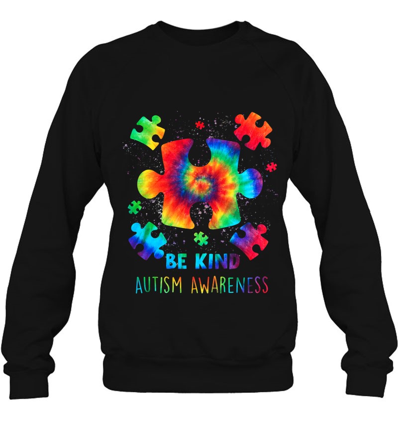 Be Kind Puzzle Pieces Tie Dye Cute Autism Awareness