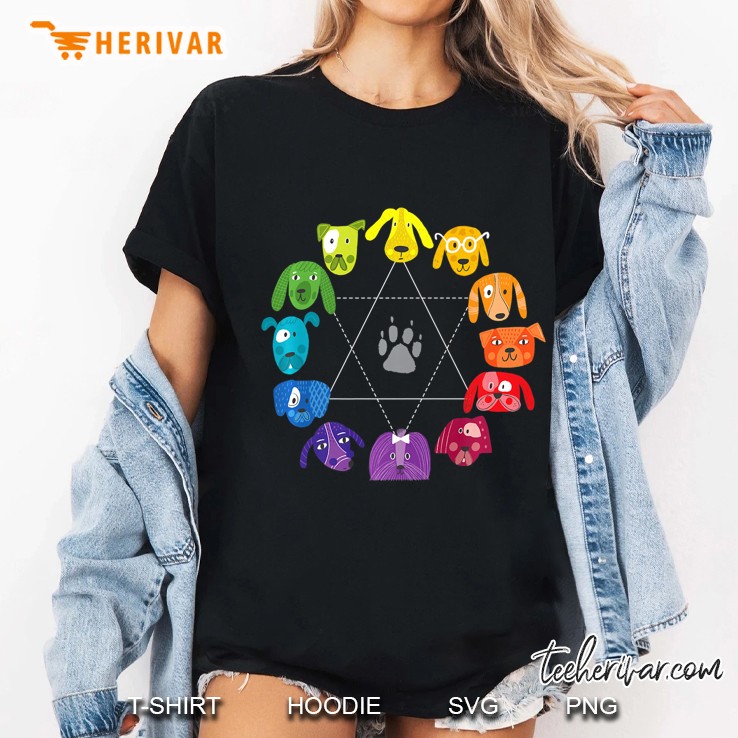 Color Wheel Educational Art Teacher Dog Themed Artist Ladies Tee