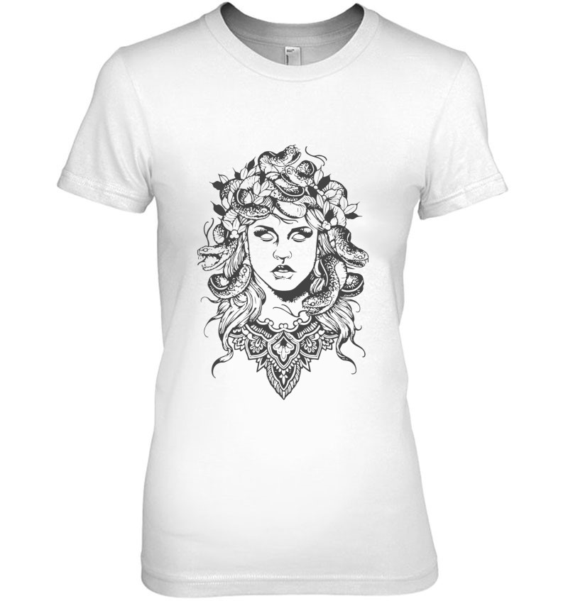 Cool Greek Mythology Art Fashion for Men or Women T-Shirt Medusa Head Portrait