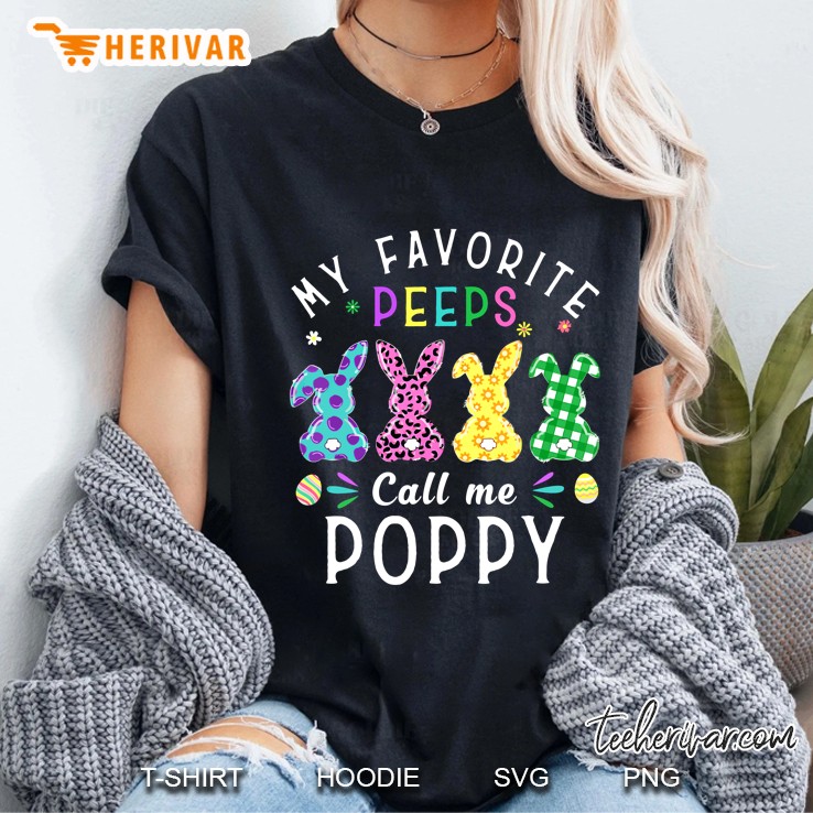 My Favorite Peeps Call Me Poppy Easter Bunny Egg Leopard Ladies Tee
