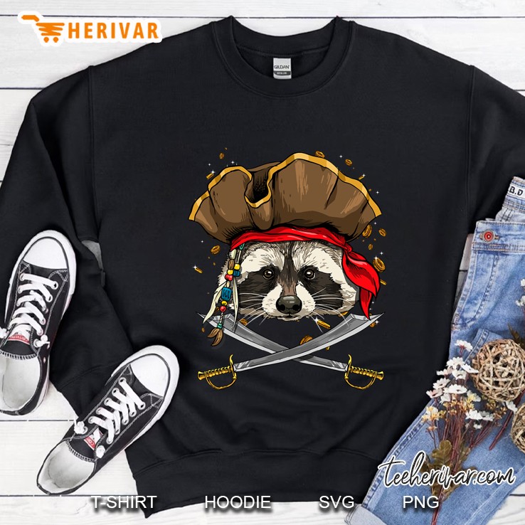Pirate Raccoon Jolly Roger Halloween Costume Christmas Gift Sweatshirt