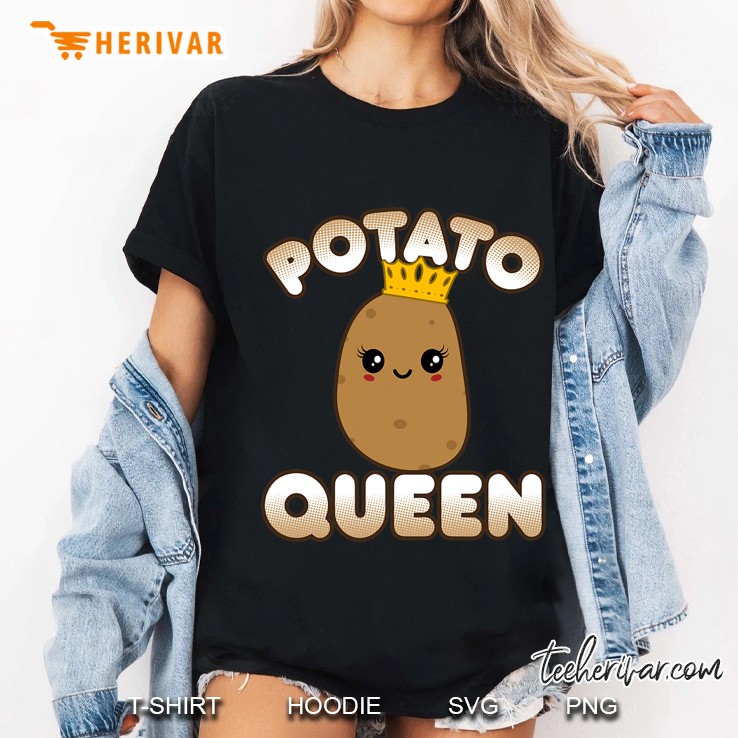 Funny Potato Gift Cute Kawaii Style Smiling Potato Queen Ladies Tee