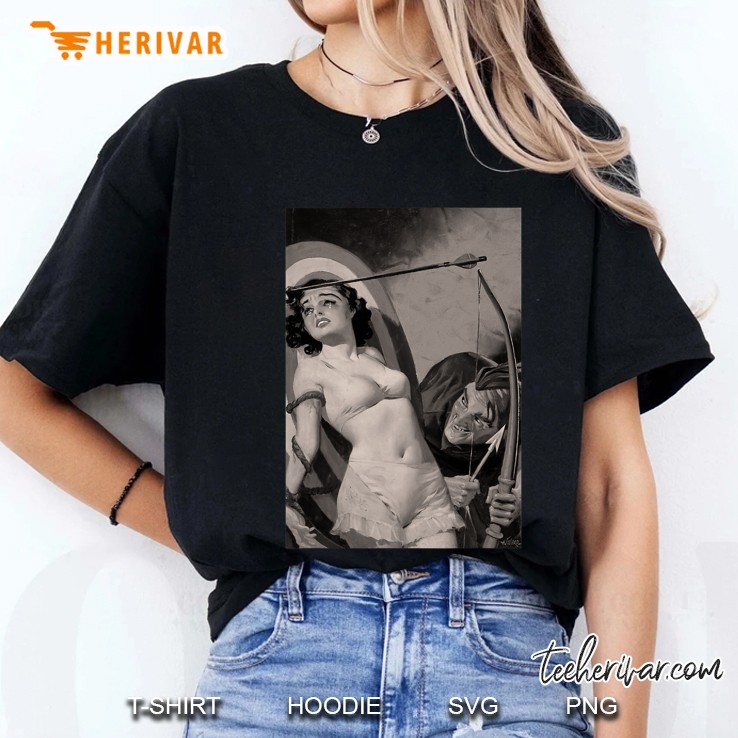 Horror Movie Vintage Pinup Girl Halloween Monster Sexy Art Ladies Tee