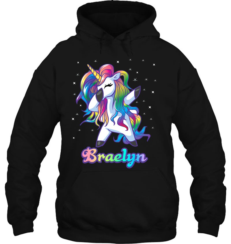 Braelyn Name Personalized Custom Rainbow Unicorn Dabbing Mugs