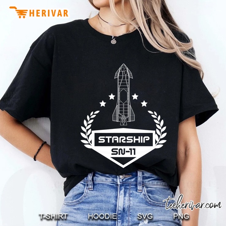 Starship Sn11 Space Exploration Raptor Rocket Insignia Ladies Tee