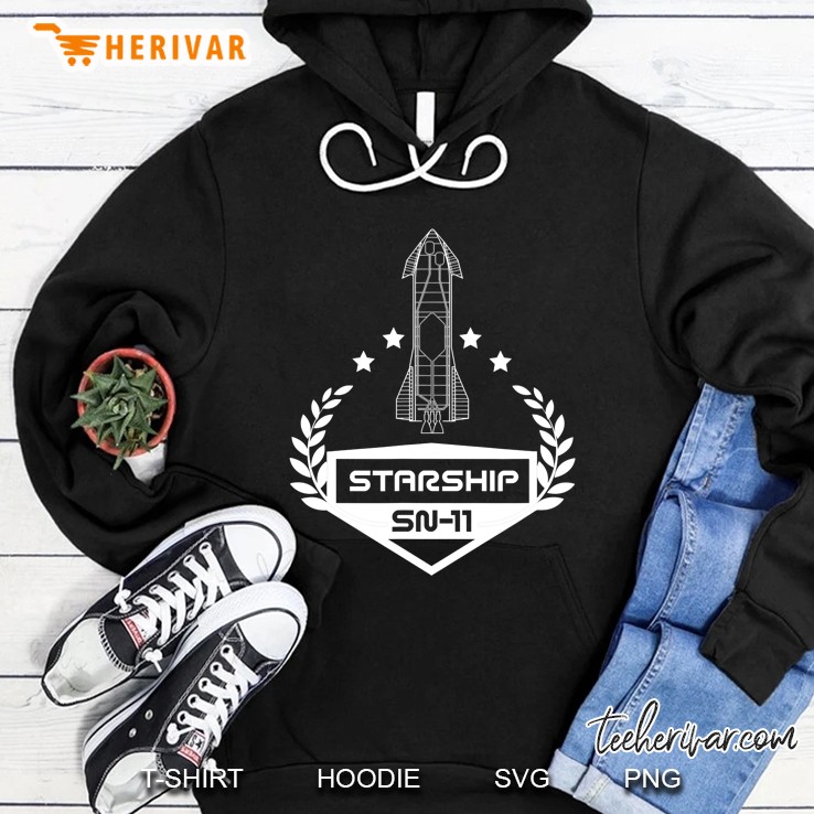 Starship Sn11 Space Exploration Raptor Rocket Insignia Hoodie