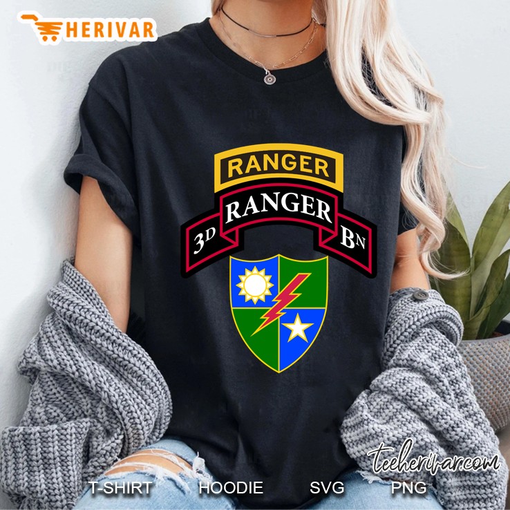 3Rd Army Ranger Scroll Tab And Dui Ladies Tee