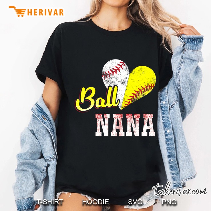 Ball Nana T- Shirt Love Playing Baseball Softball Ladies Tee