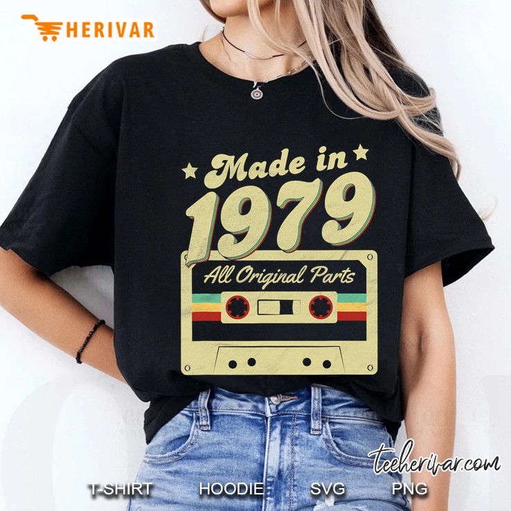 Made In 1979 All Original Parts Born 1979 Vintage Cassette Ladies Tee
