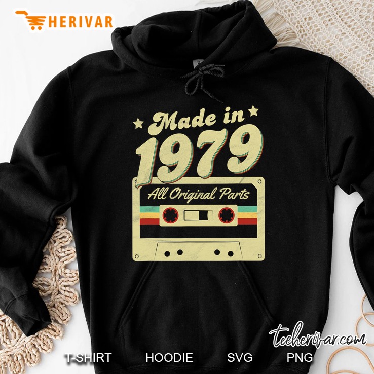 Made In 1979 All Original Parts Born 1979 Vintage Cassette Hoodie