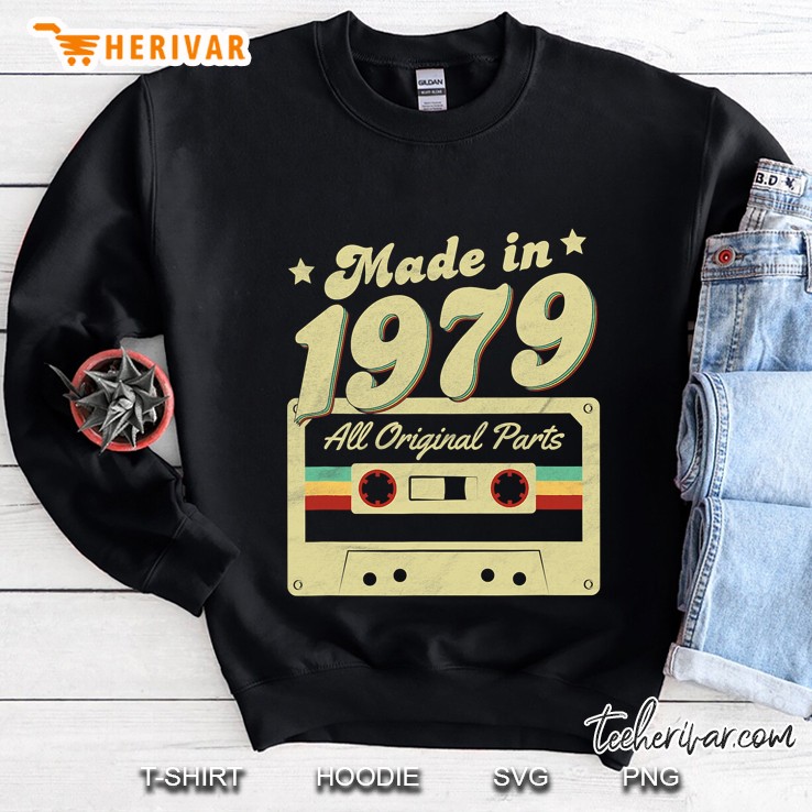 Made In 1979 All Original Parts Born 1979 Vintage Cassette Sweatshirt
