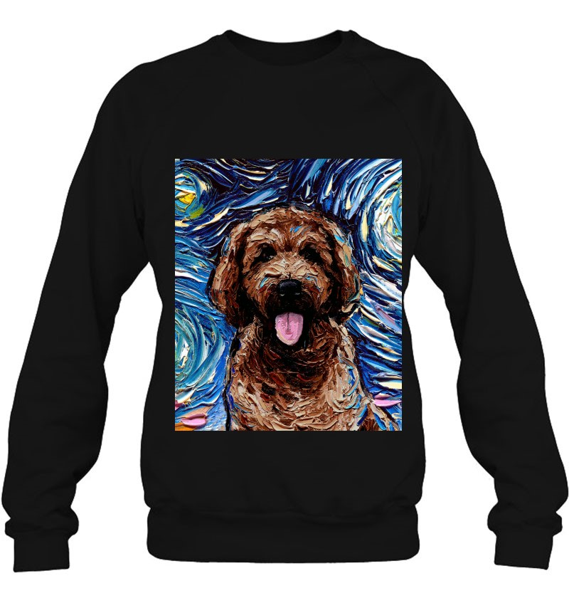 Brown Goldendoodle Starry Night Labradoodle Dog Art By Aja